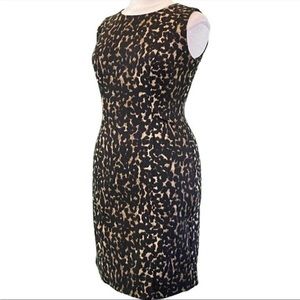 Calvin Klein Sleeveless Round Neck Animal Pattern Knit Sheath Dress Size 14.